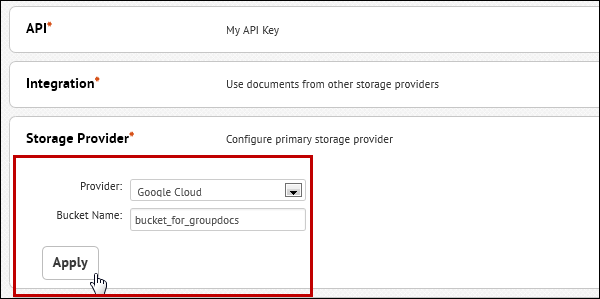Configure Google Cloud as the default storage for your document management